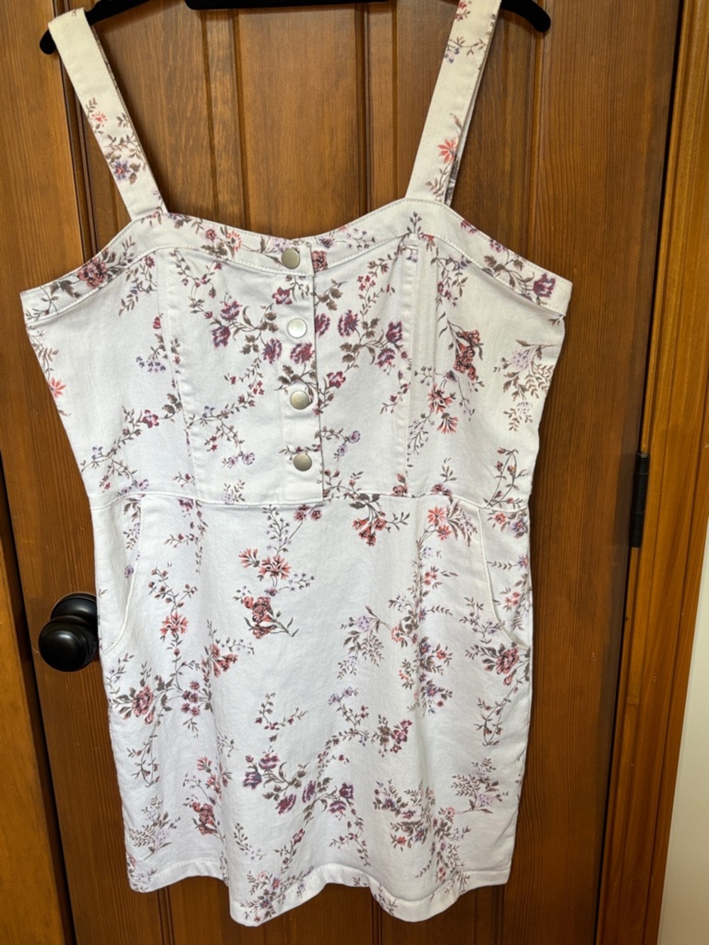No Boundaries Floral Pinafore Mini Dress White Pink Juniors Size XXL
